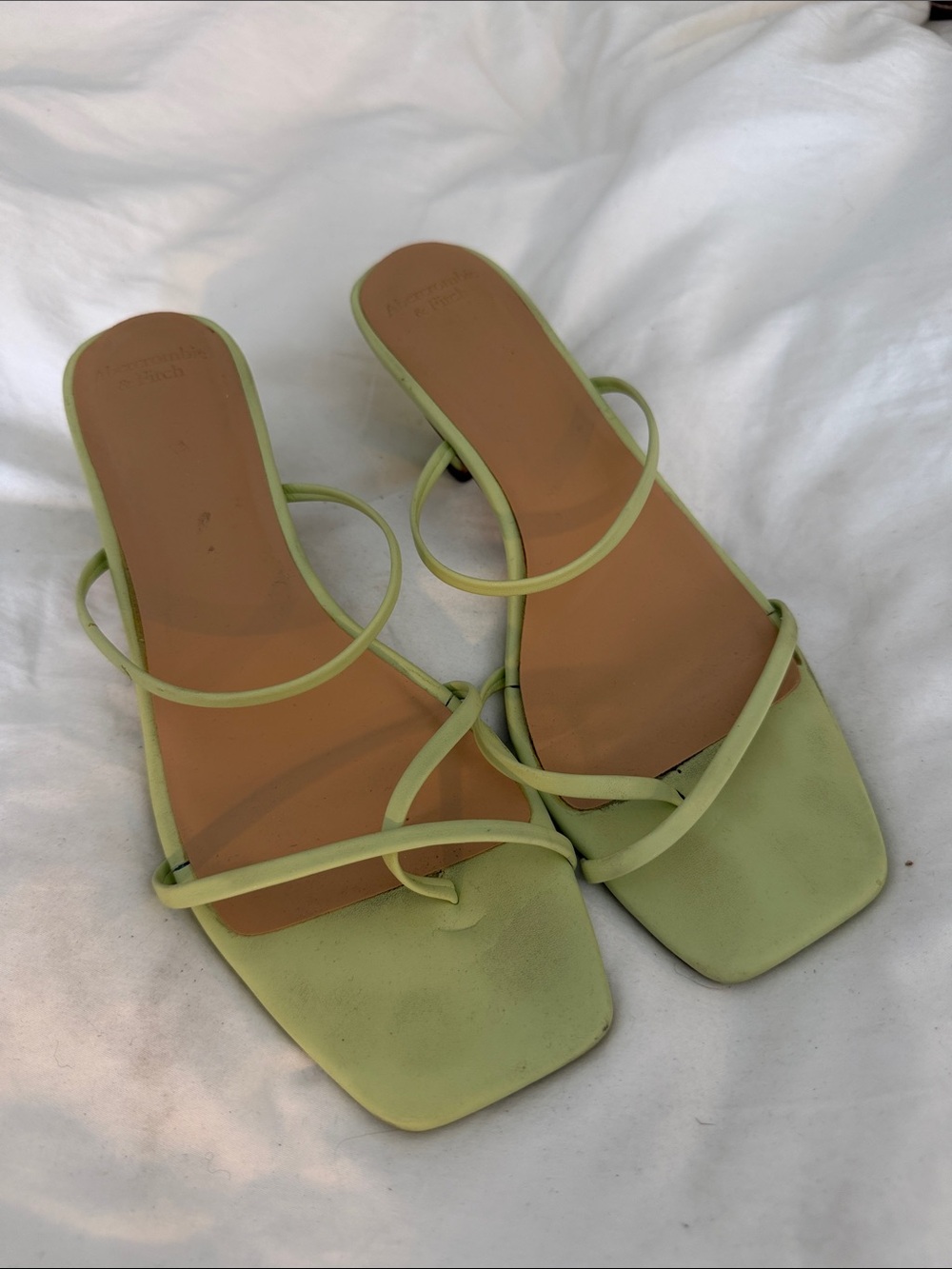 Abercrombie & Fitch Light Green Strappy Square-Toe Heels